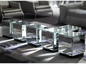 RIFLESSO - Low square mirrored glass coffee table _ ERBA ITALIA